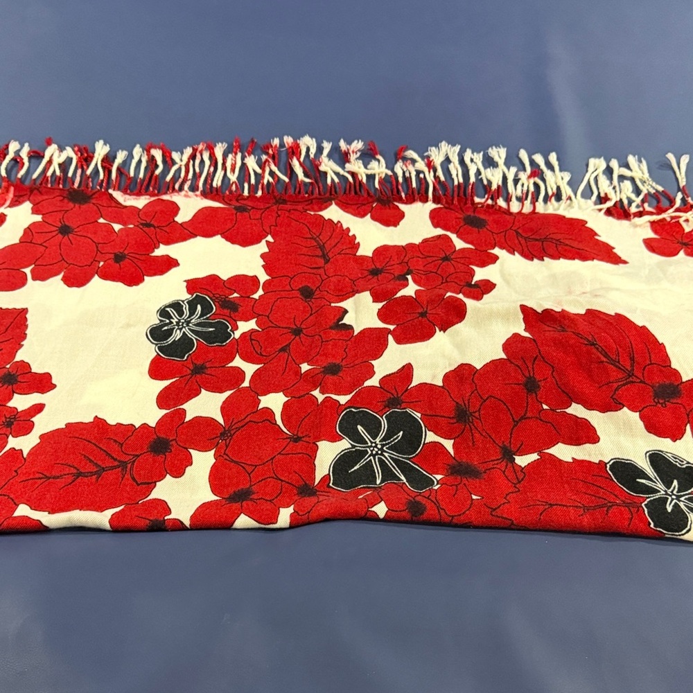 Red and Black Floral Scarf